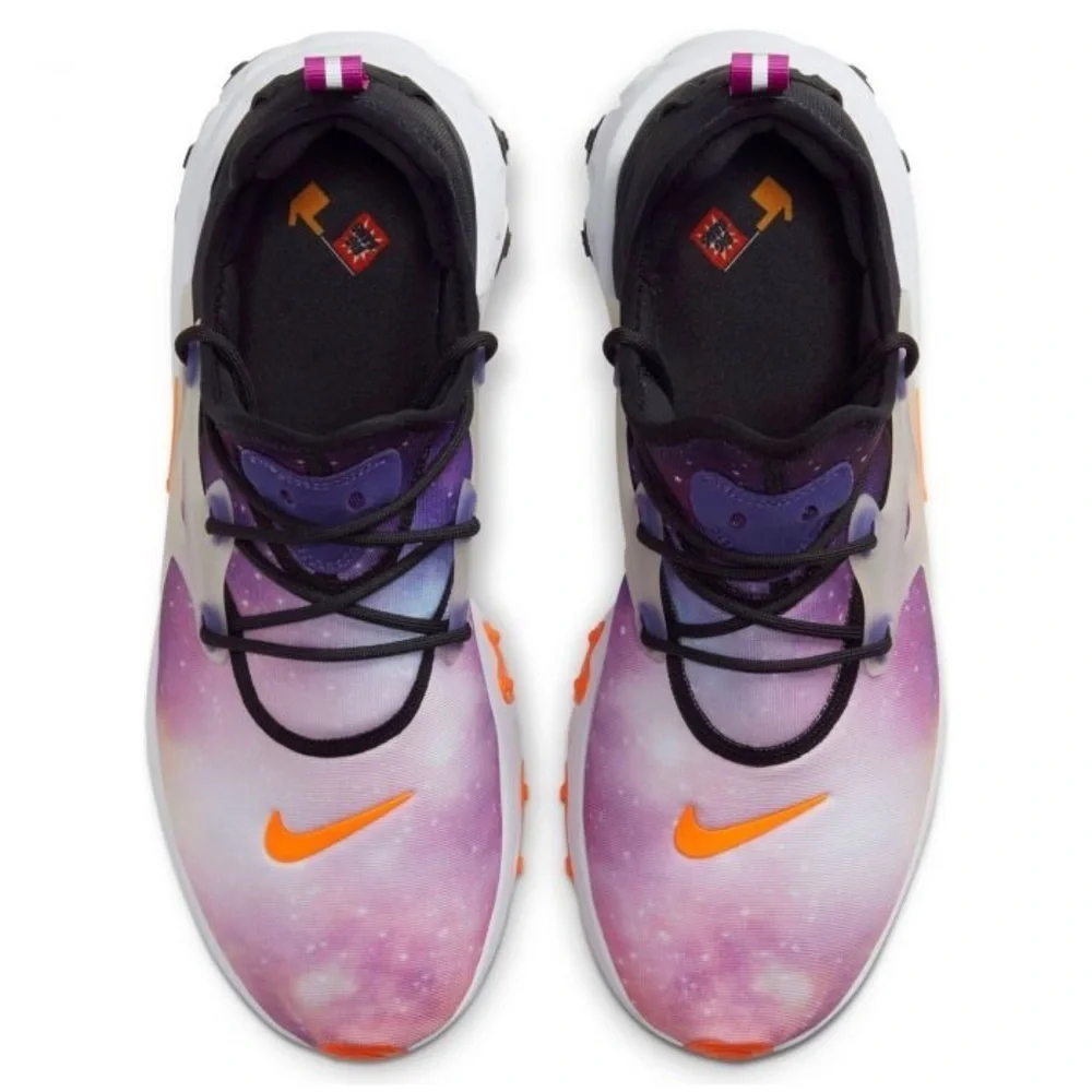NIKE React Presto Print Big Kids' Shoes Black-Total Orange Tennis Shoes Sneakers
